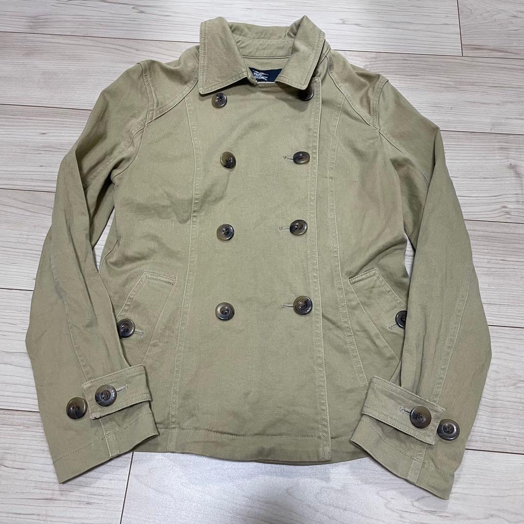 バーバリーロンドン　ダブルボタン　ジャケット　ストレッチ　チェック　ベージュ