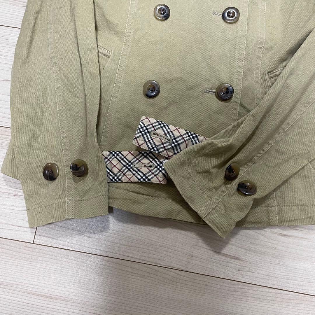 バーバリーロンドン　ダブルボタン　ジャケット　ストレッチ　チェック　ベージュ
