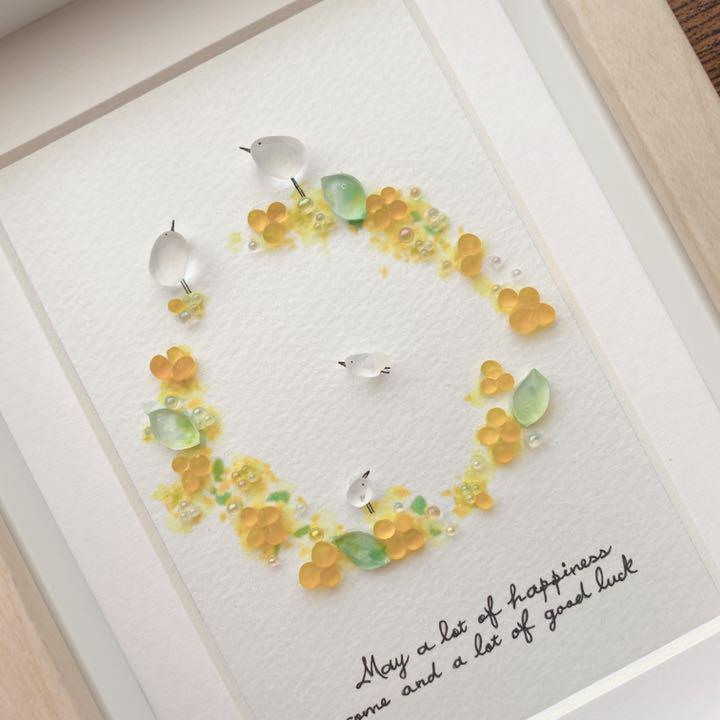 ホワイト系【特別訳あり特価】 新作➁菜の花【yellow flower*Happiness 【2022新春福袋】 シーグラスアート yourself.あなたらしく⭐ be ご確認用⭐️Just アート/写真