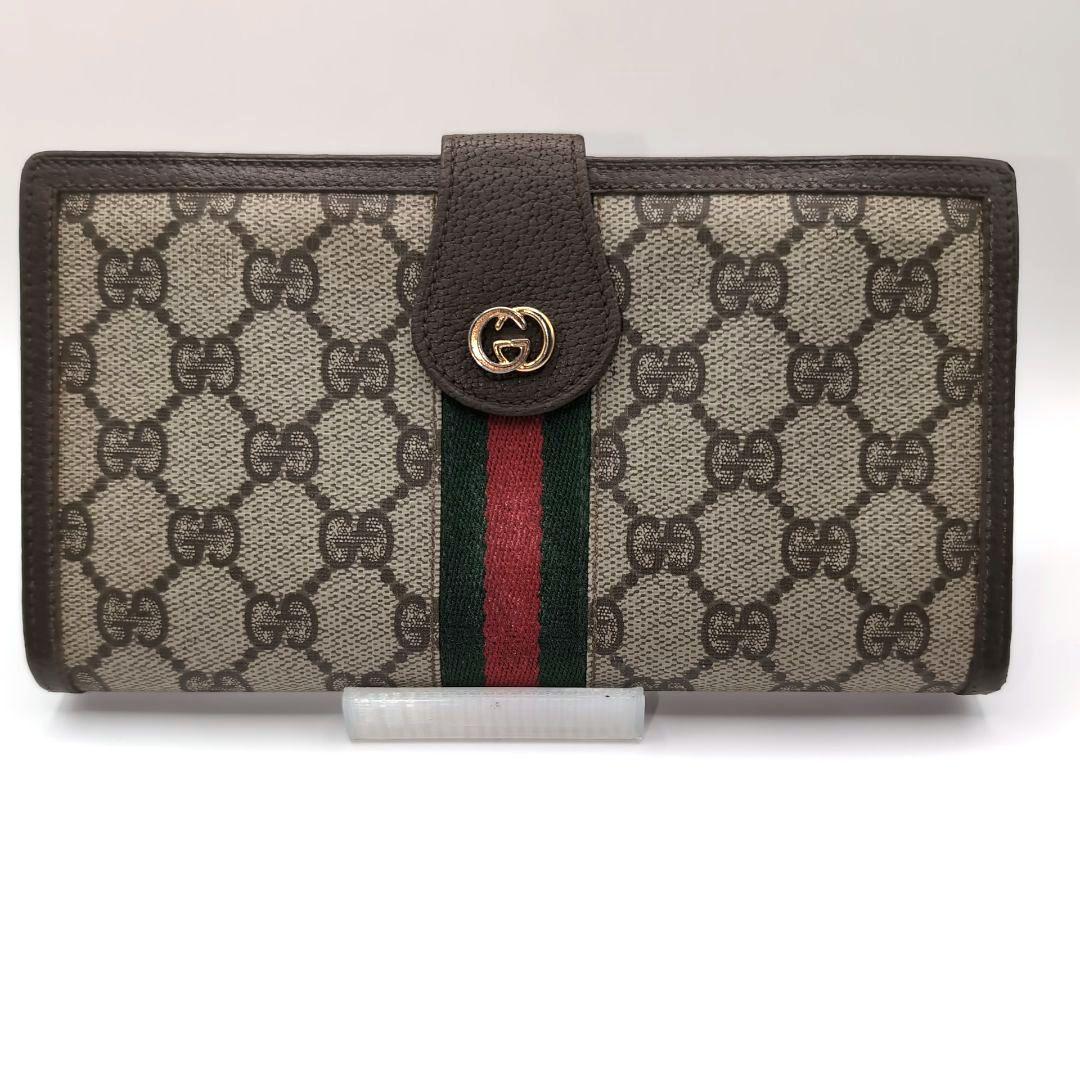 GUCCI オールドグッチ シェリーライン GG柄 がま口 三つ折り 長財布