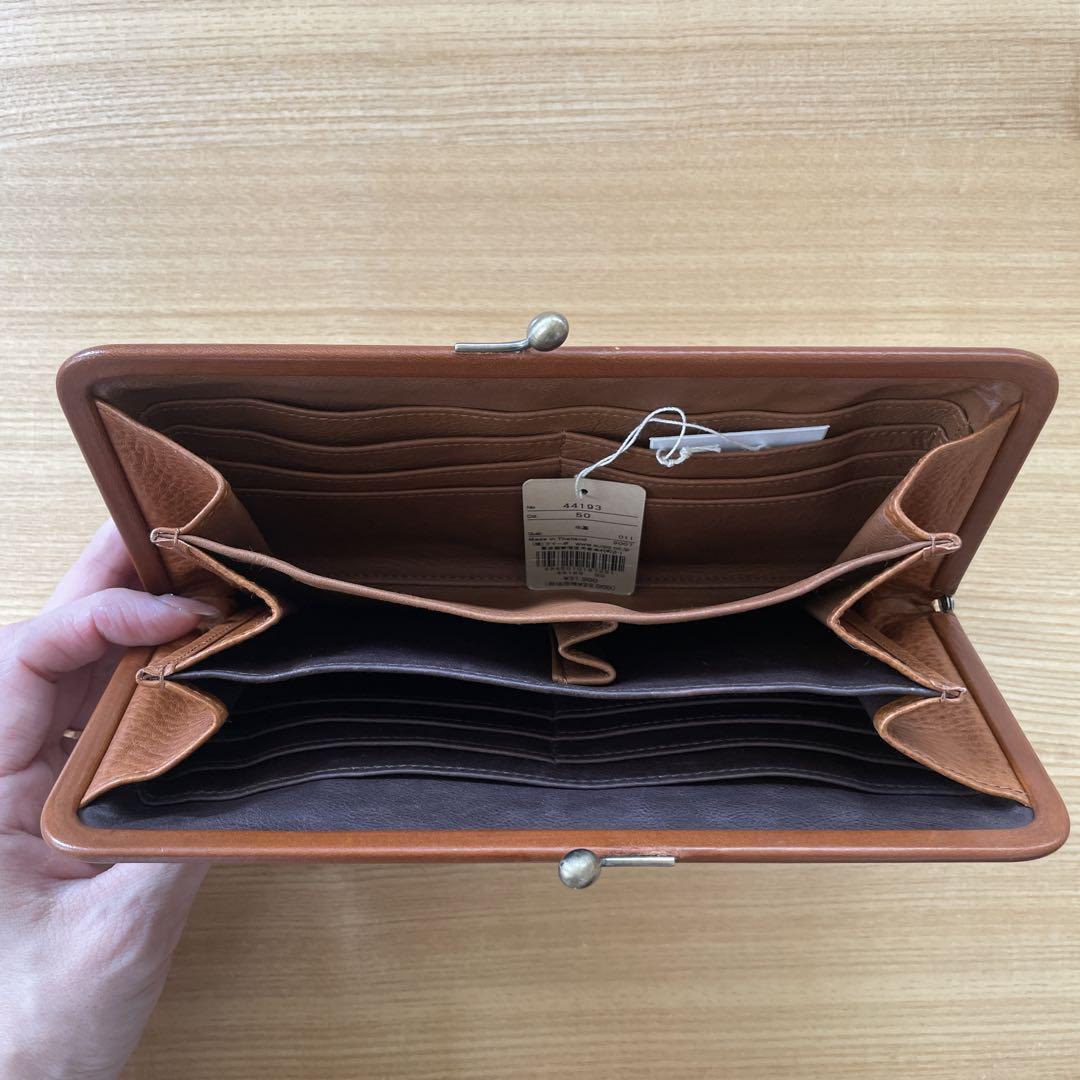 【新品】genten ブラウン 長財布 がま口 牛革 トスカ