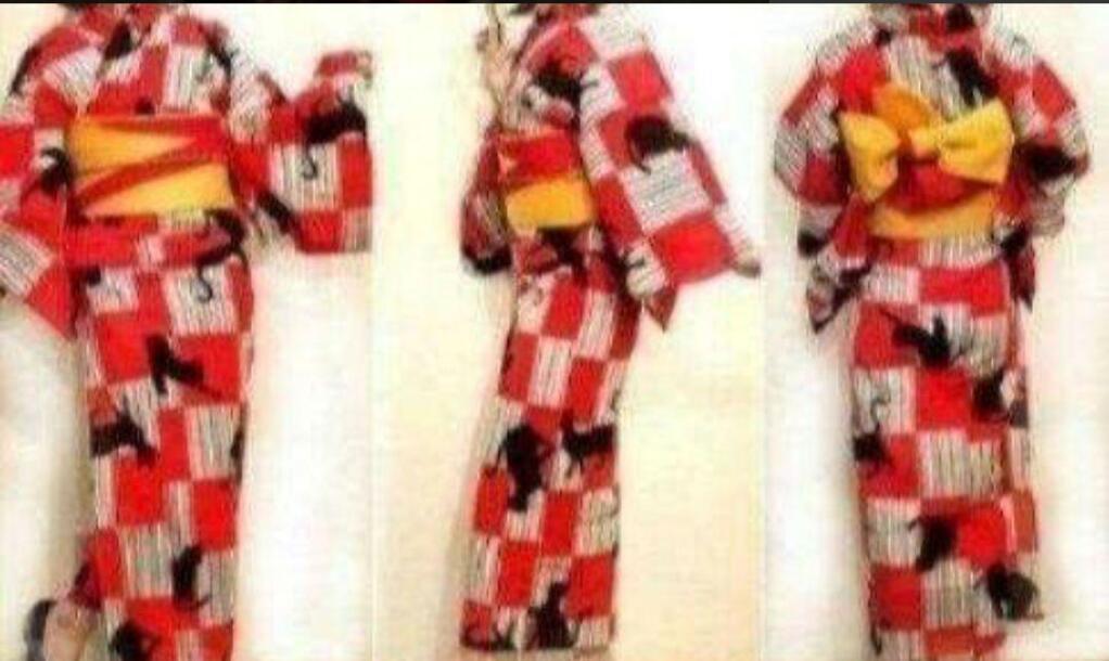 ■涼やか赤紅と黒猫の浴衣■人気のネコ柄■新品未使用　呉服店購入　浴衣■清楚上品