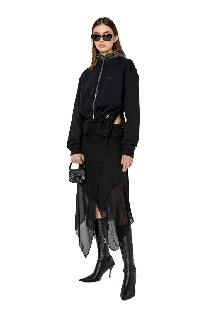 DIESEL アシンメトリー ロングスカート ブラック L