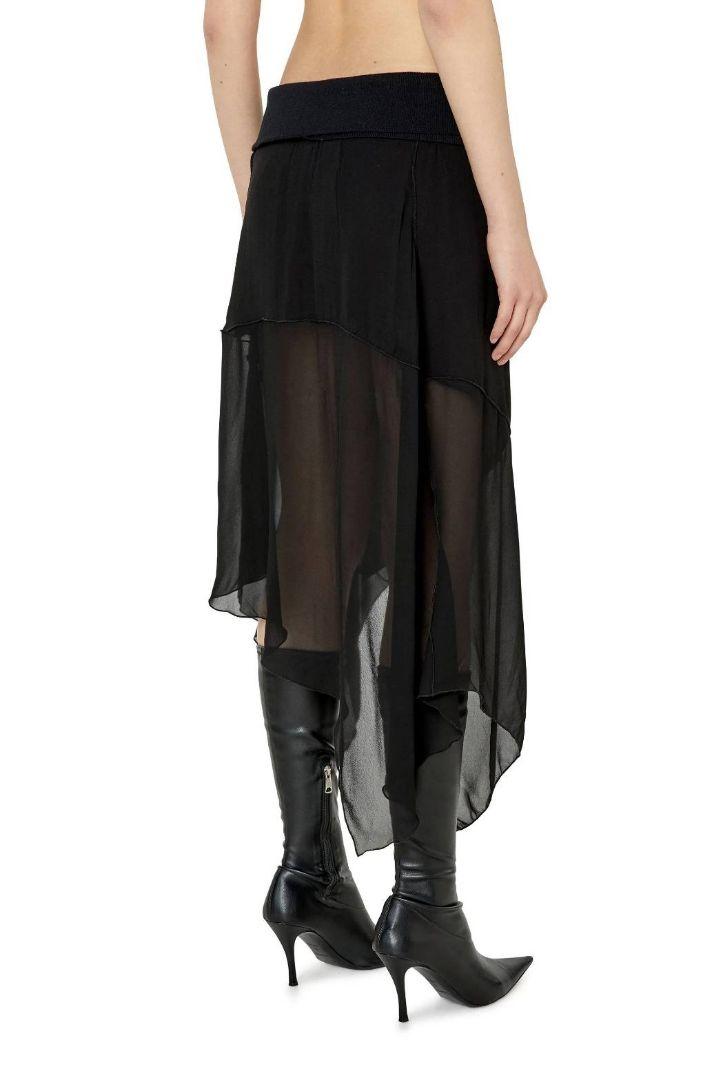 DIESEL アシンメトリー ロングスカート ブラック L