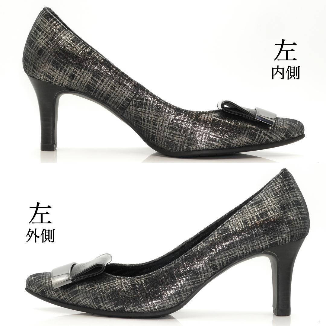 23.5　FIZZ REEN　フィズリーン　チェック　黒　シルバー　バックル