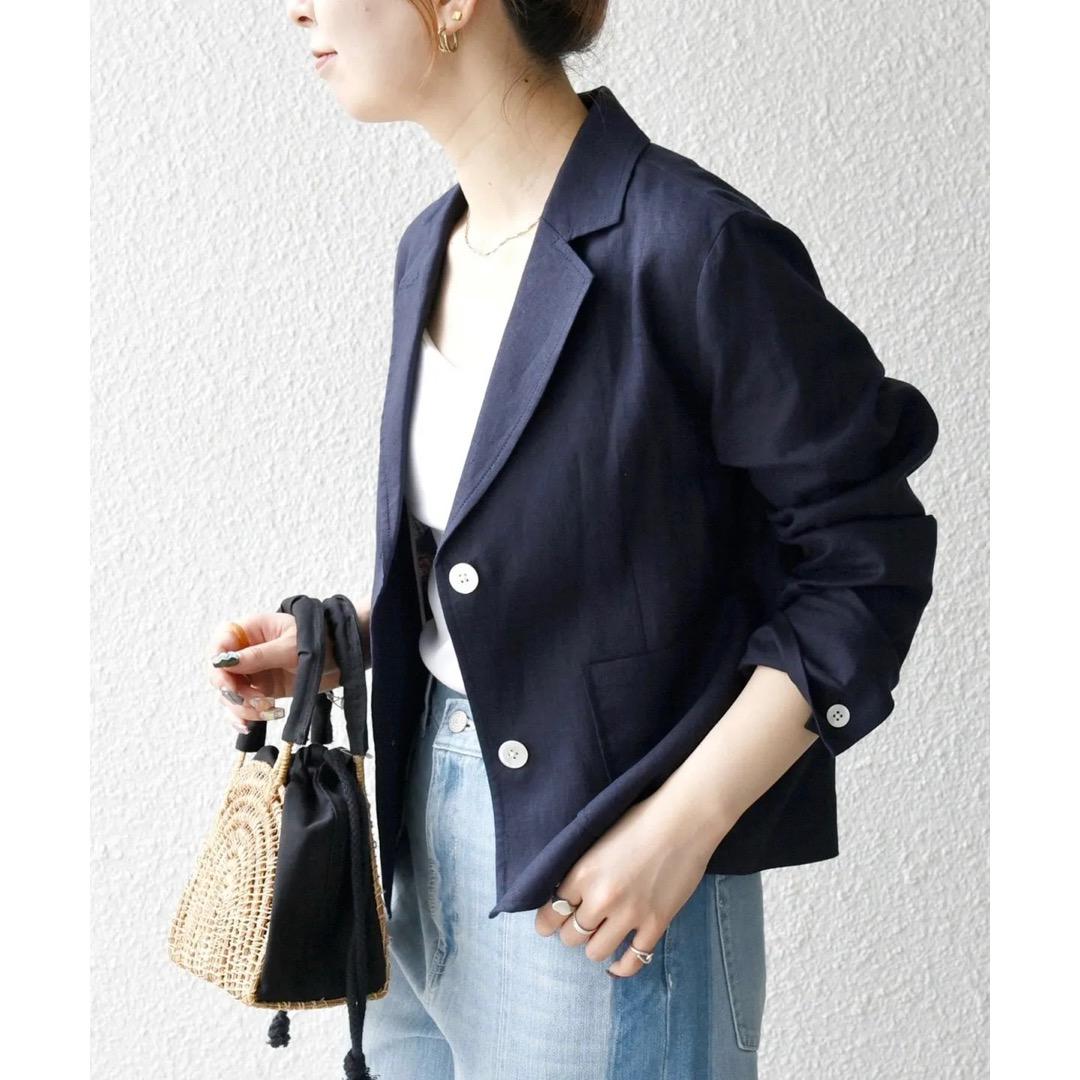 新品 SHIPS any 25SS リネン コンパクト テーラード ジャケット