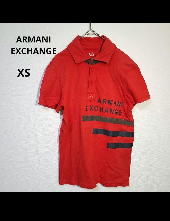 ARMANI EXCHANGE レッド ポロシャツ(XS) ブランドロゴ