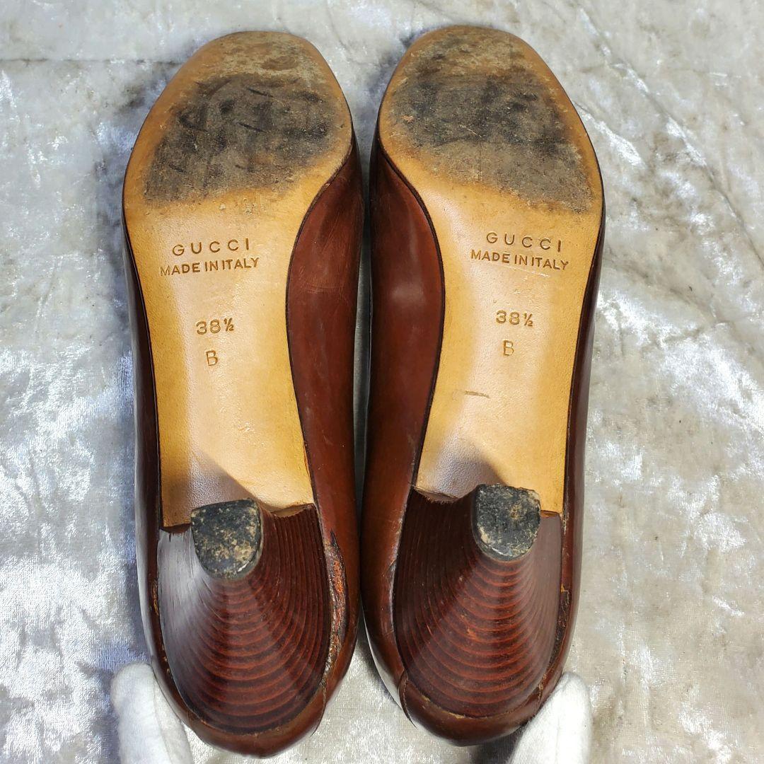 GUCCI グッチ 25cm パンプス ローファー レザー 茶系 38.5