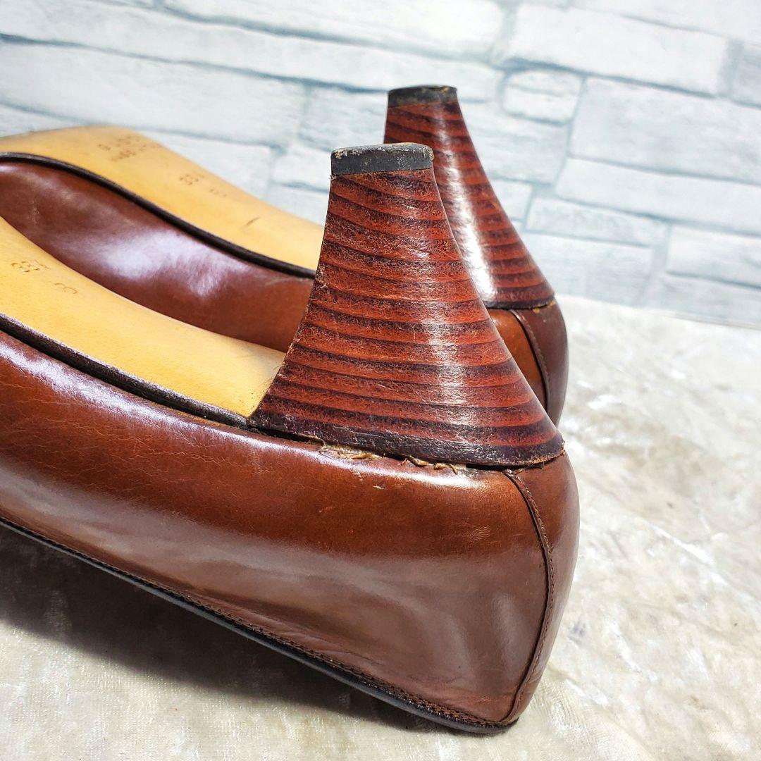 GUCCI グッチ 25cm パンプス ローファー レザー 茶系 38.5
