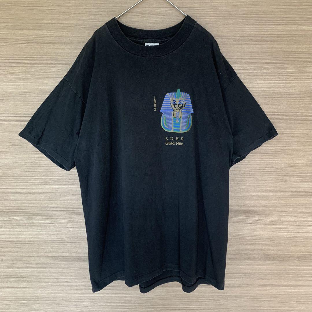 USA製 ヴィンテージtシャツ バックプリント ツタンカーメン ブラック黒XL