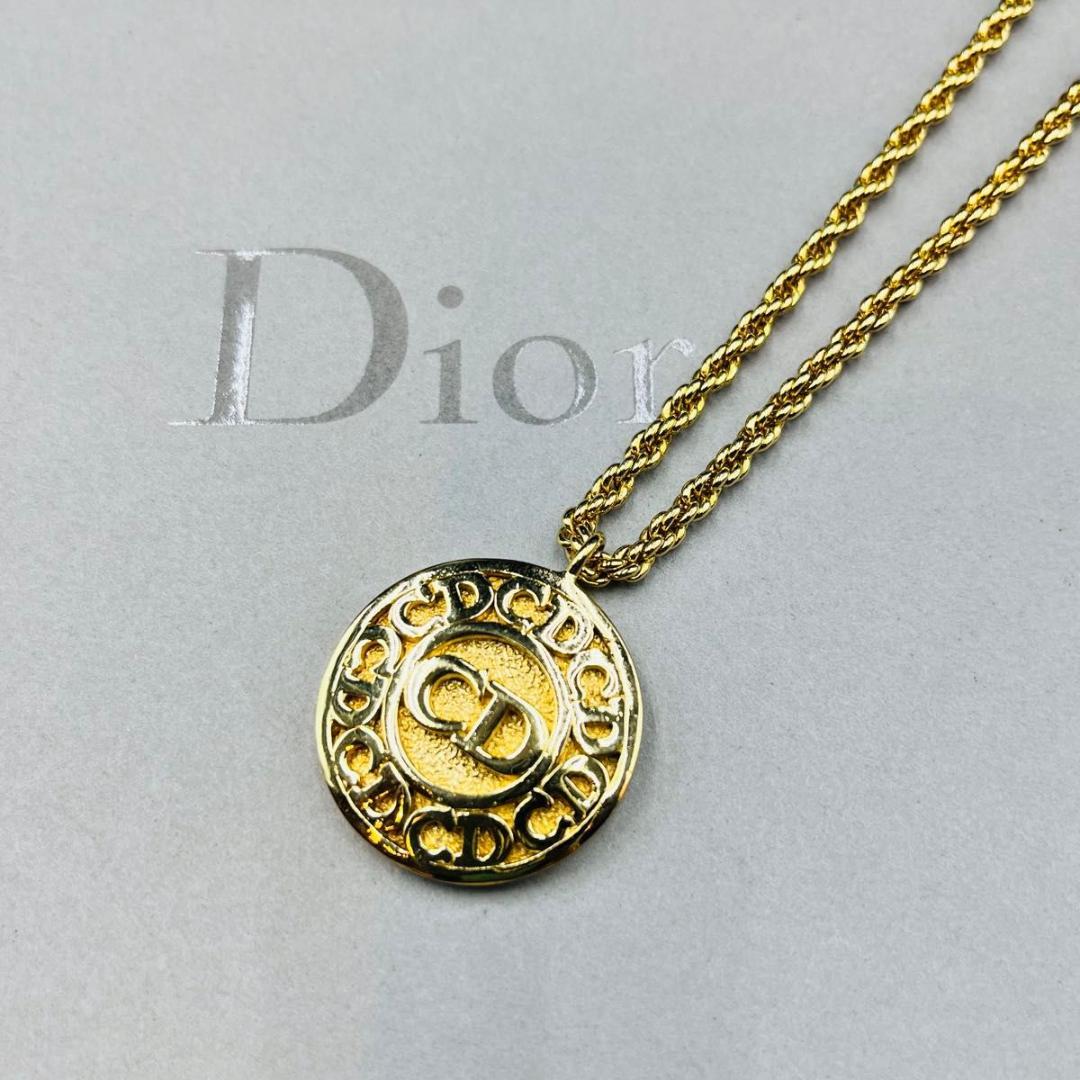 Dior ディオール ネックレス サークル メダル CDロゴ ロープチェーンChristian Dior