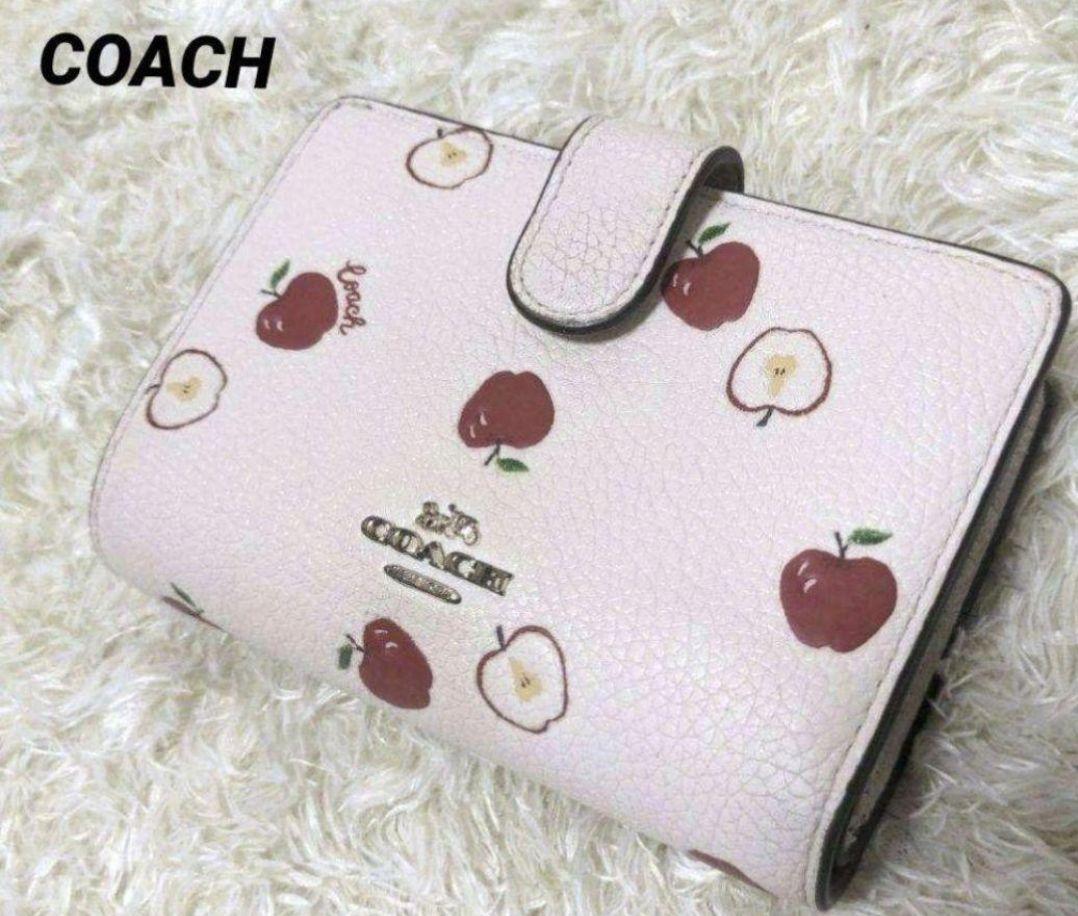 【ラスト１点】COACH ジップ ウォレット ウィズ  アップル プリント