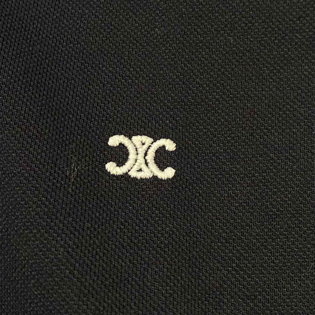 CELINE ブラック ポロシャツ 半袖 トリオンフ刺繍 鹿の子 CELINE ブラック ポロシャツ 半袖 トリオンフ刺繍 鹿の子 - メルカリ