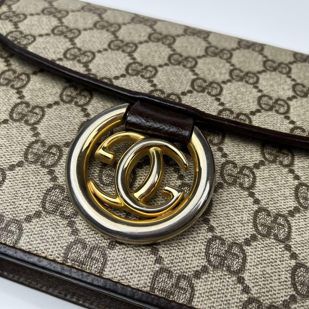 グッチ ショルダーバッグ レザー×PVC インターロッキングG GG柄 GUCCI - 【美品・希少】グッチ ショルダーバッグ レザー