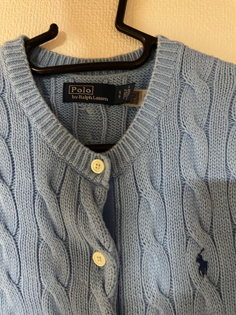Ralph Lauren 水色 ケーブルニット 半袖　「美品」