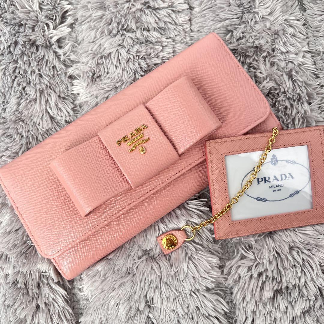 PRADA プラダ リボン付きL字ファスナー長財布[小銭入れ付き