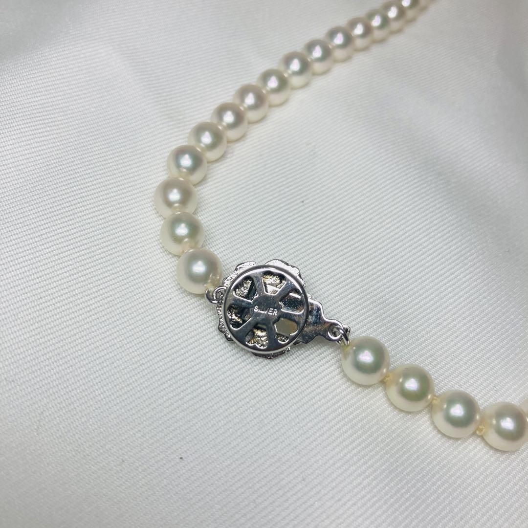 美品 リアルパール ネックレス シルバー SILVER 刻印 フォーマル