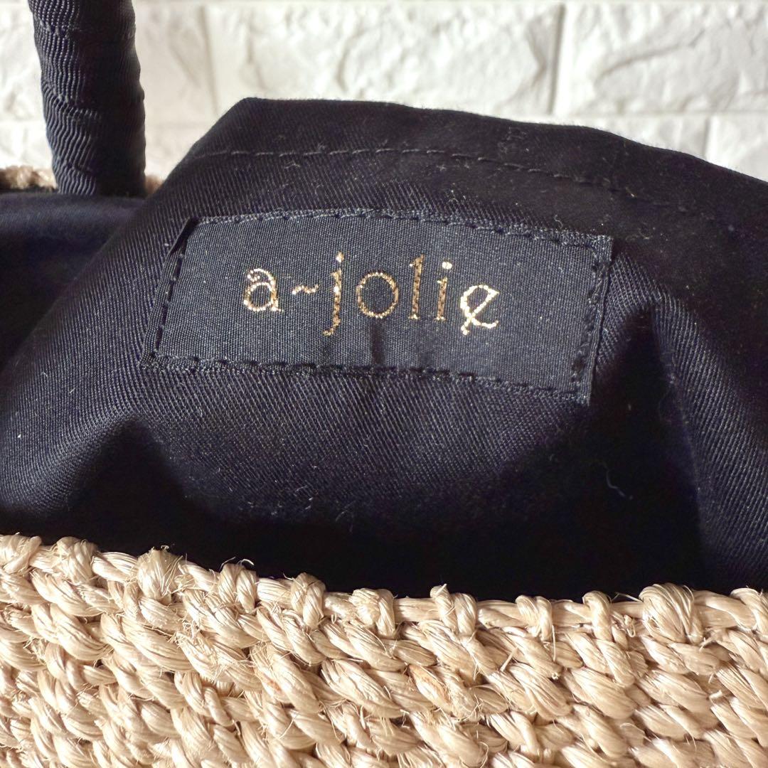 極美品✨a-jolie アジョリー かごバッグ パールサングラス ベージュ