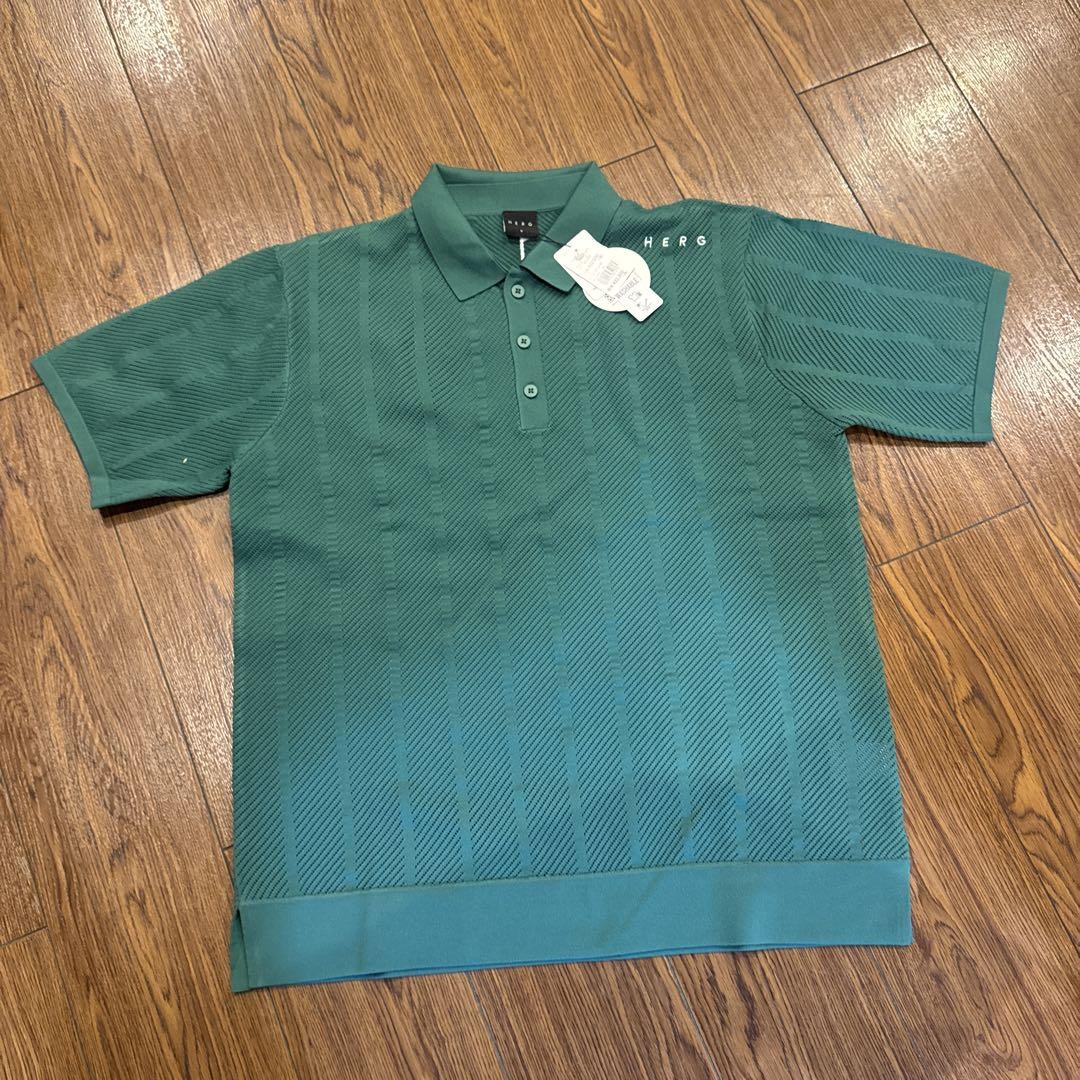 HERG1 エルグワン STRIPE MESH KNIT POLO ゴルフウェア-廃盤商品