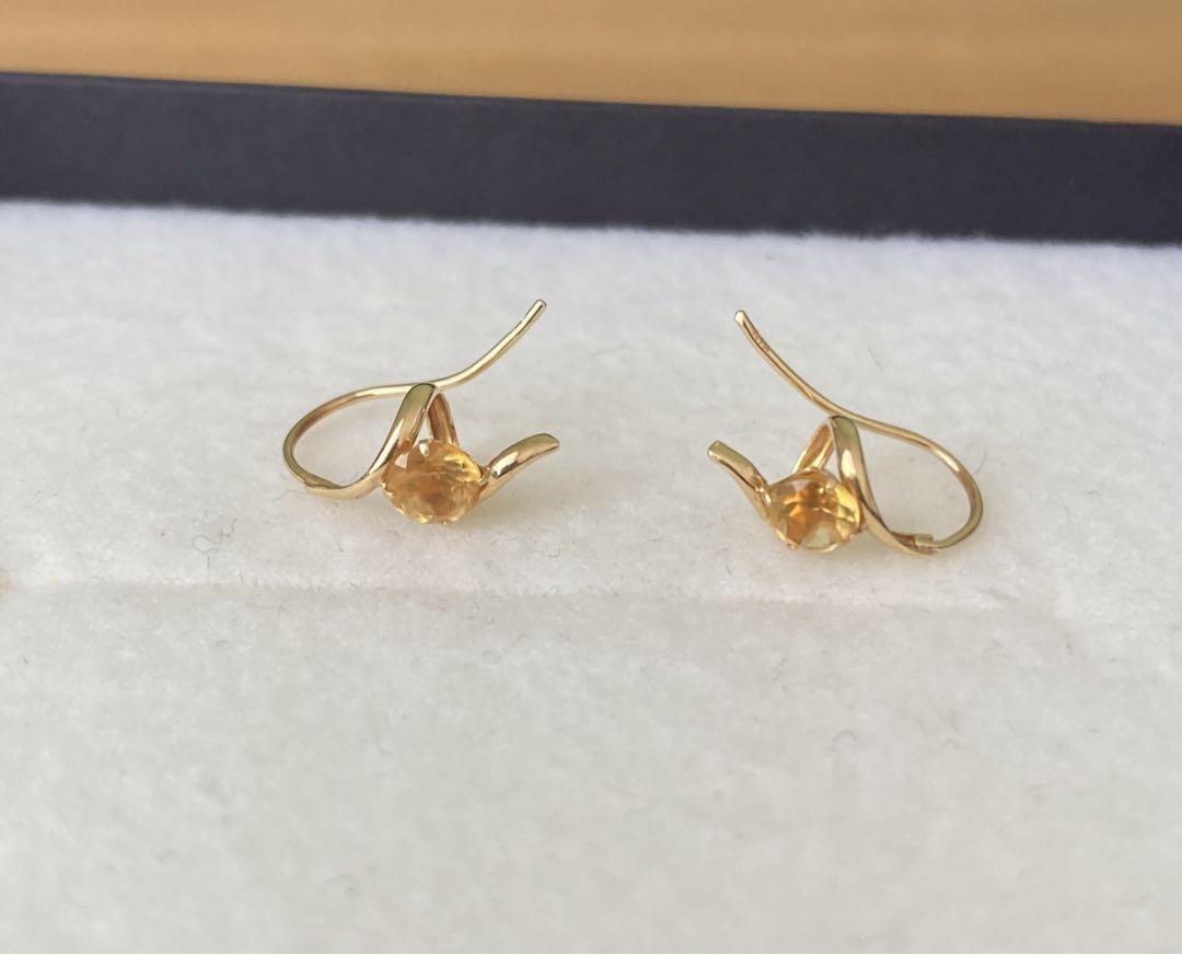 【お値下げ中】K18 シトリン　スイングピアス　デザインピアス　フックピアス