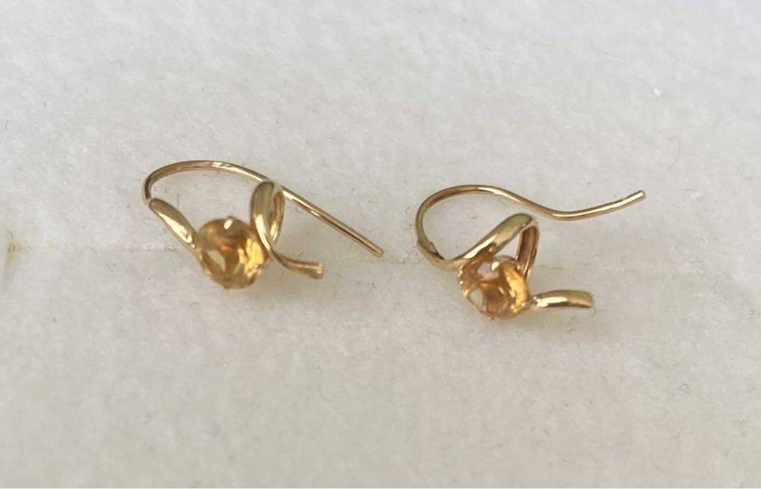 【お値下げ中】K18 シトリン　スイングピアス　デザインピアス　フックピアス