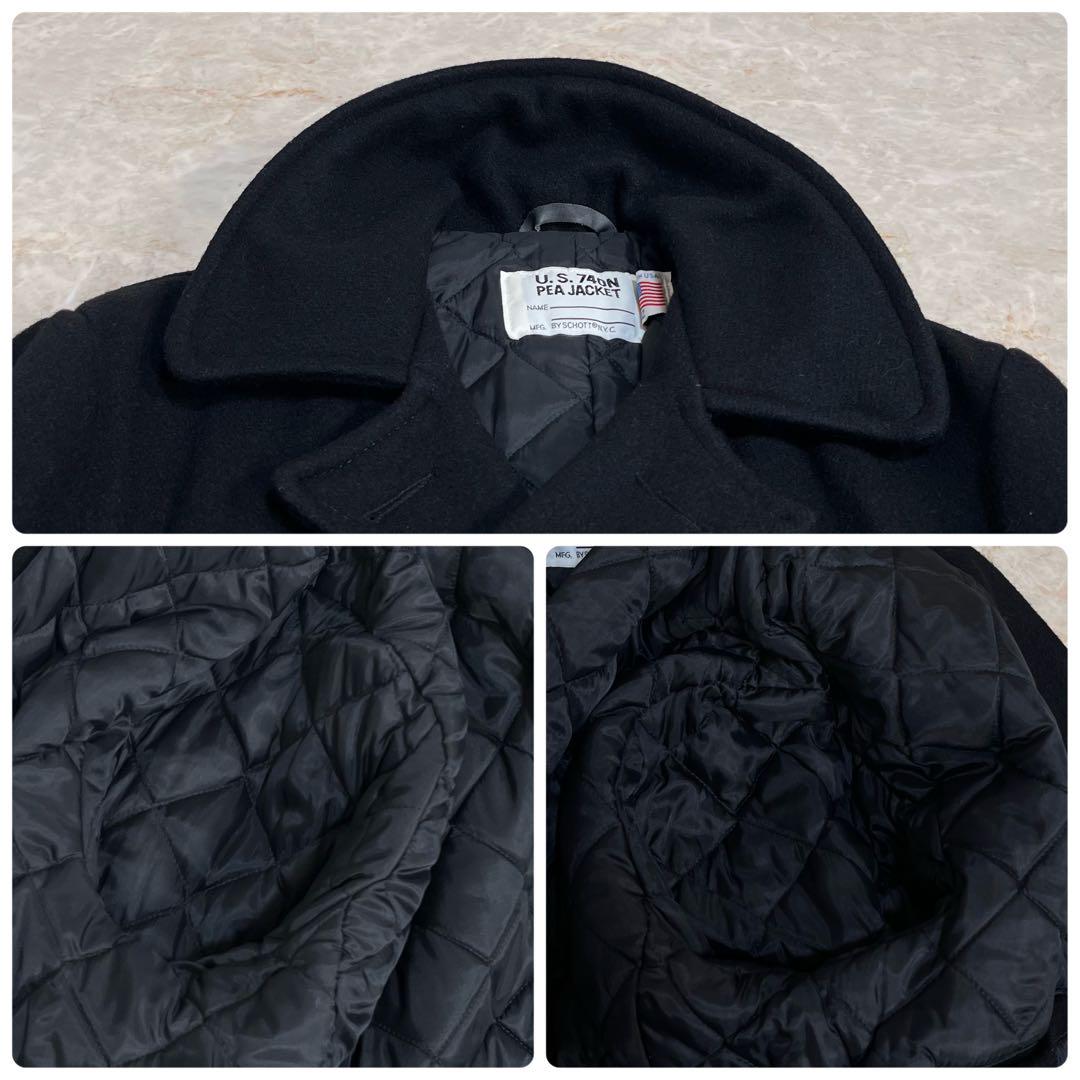 【美品】Schott/ショット　740 Pコート　メルトン　ブラック　USA製