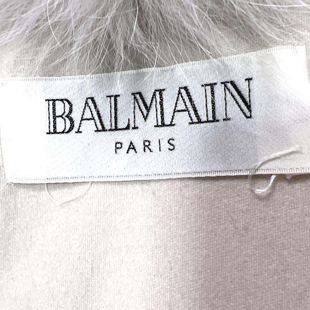 超豪華 BALMAIN バルマン カシミヤ100％ ファー ポンチョ ホワイト