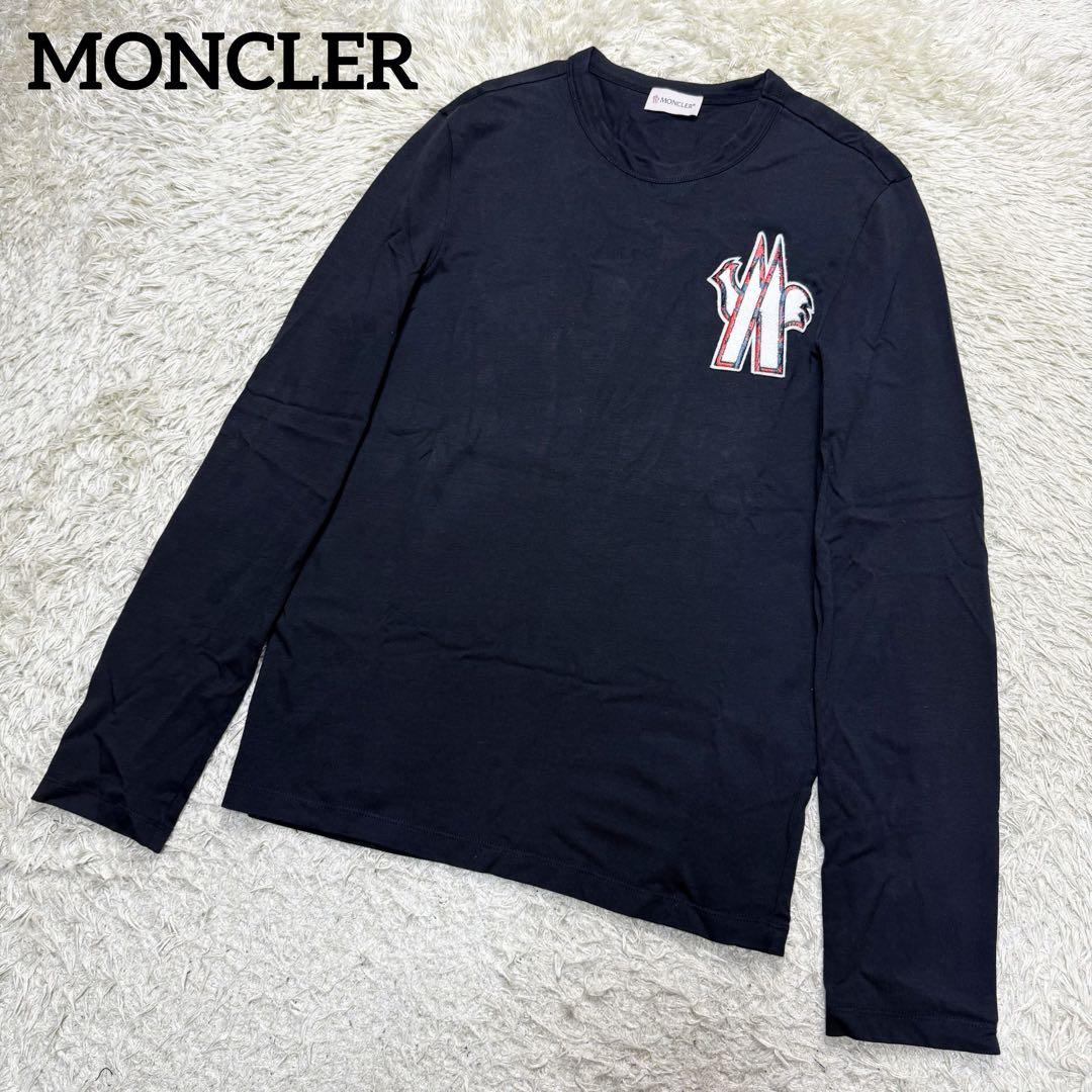 モンクレール　MONCLER ロングTシャツ　ワッペン　ブラック　黒　メンズ モンクレール MONCLER 長袖 Tシャツ ロンT カットソー ワッペン