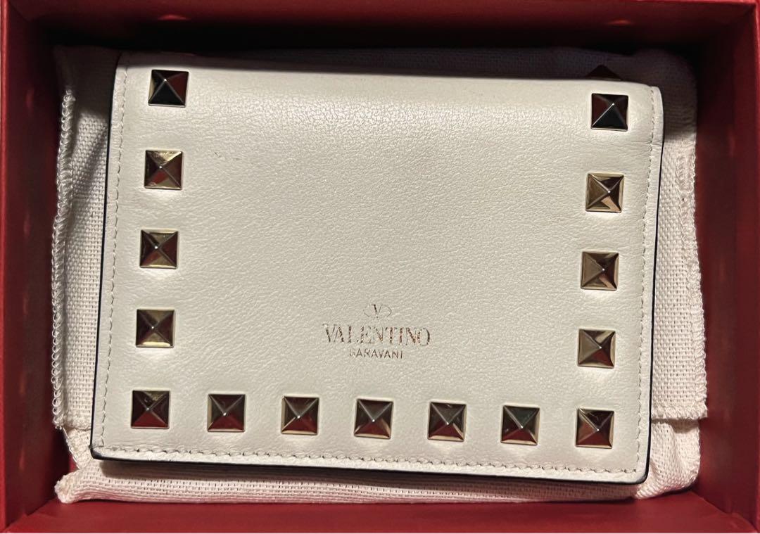 VALENTINO スタッズ 二つ折り財布 ホワイト