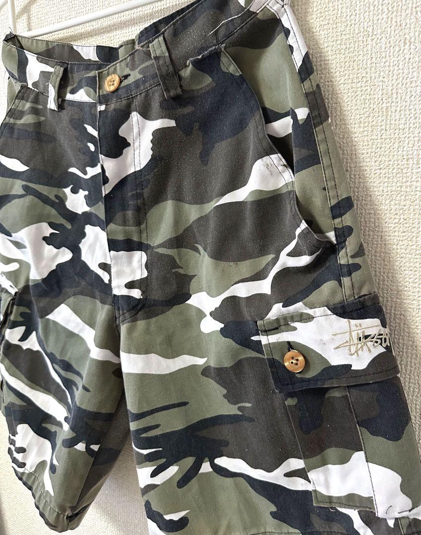 美品 90s STUSSY USA製 迷彩ショートパンツ OLD STUSSY 90s カモフラ 迷彩 ショートパンツ