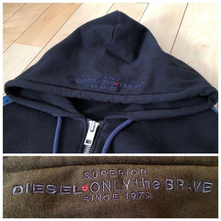 新作2022 ディーゼルらしいデニムデザイン フードにロゴ刺繍 DIESEL パーカー fAWOZ-m13406208343 定番人気人気SALE