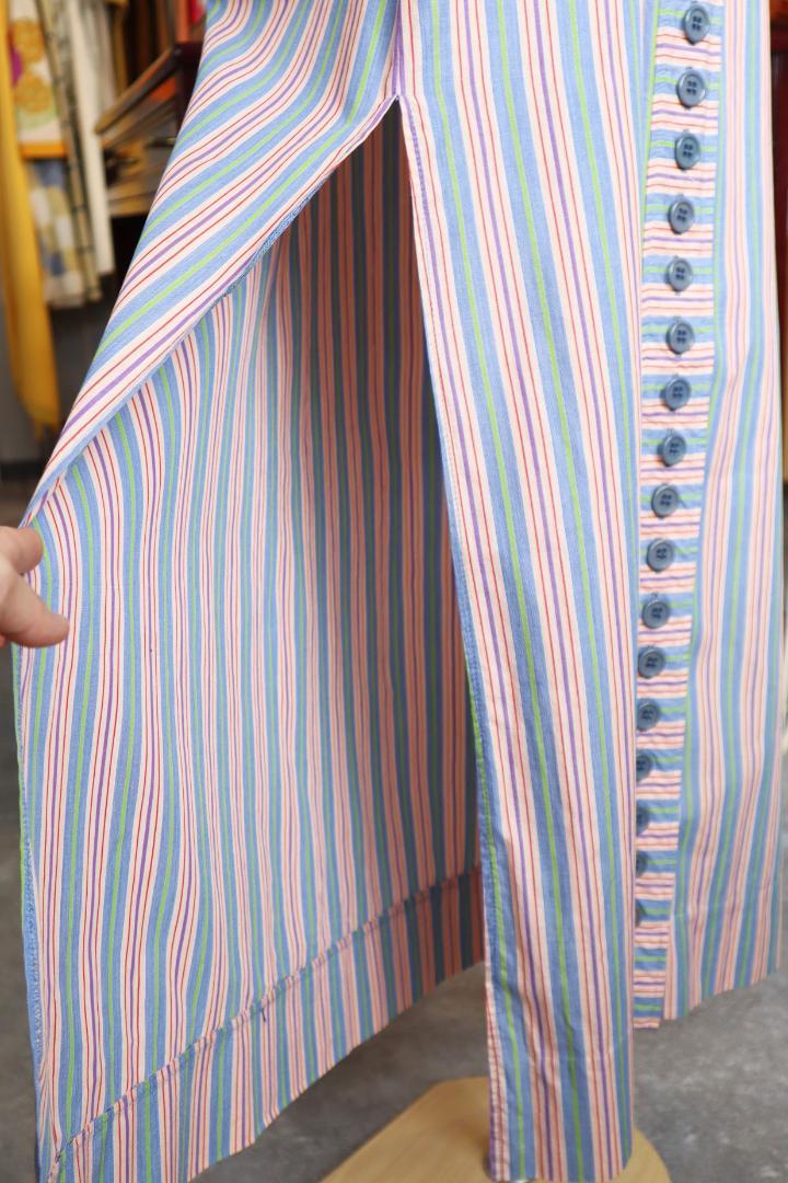 ワンピース 70s striped multiple buttons maxi dress