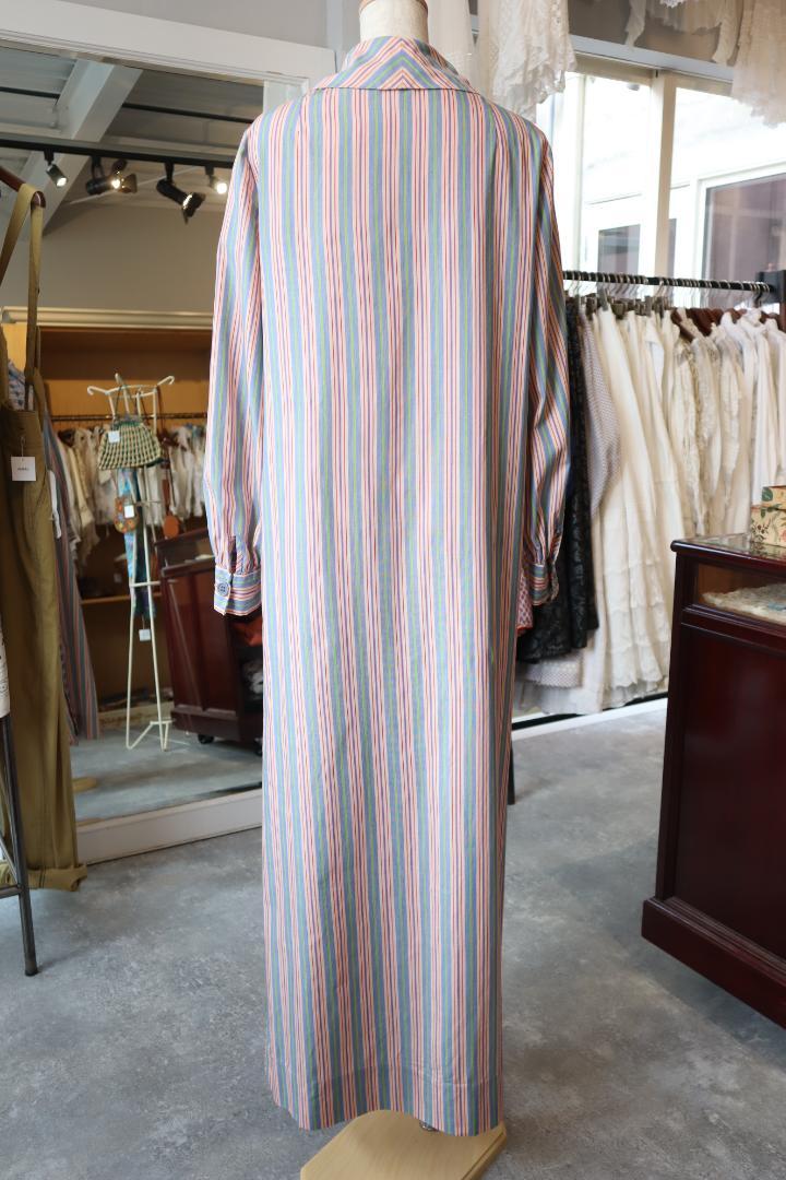 ワンピース 70s striped multiple buttons maxi dress