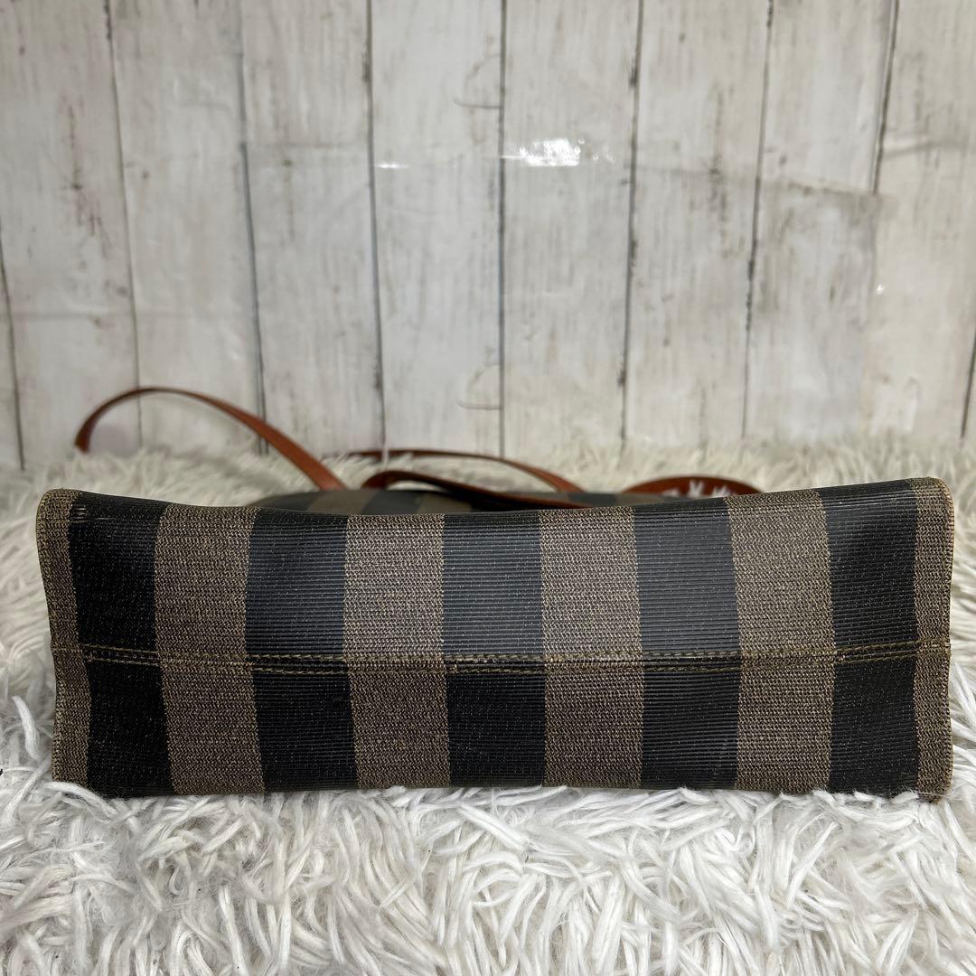 FENDI FF ロゴ ペカン レザー PVC ショルダーバッグ トートバッグ FENDI FF ロゴ ペカン レザー PVC ショルダーバッグ トートバッグ