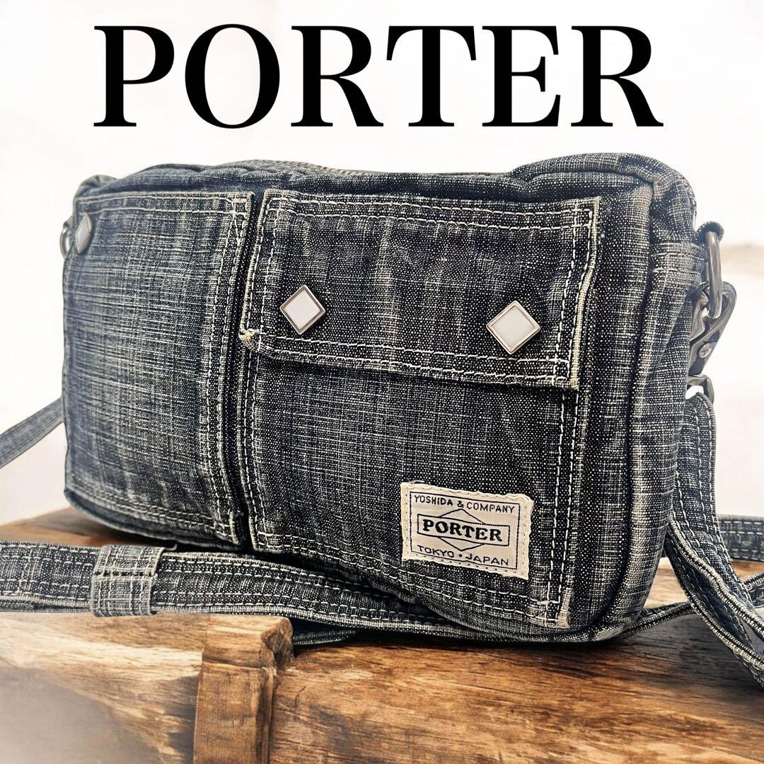 上品なブランド 美品✨ y2k 斜めがけ ショルダーバッグ デニム ポーター PORTER バッグ