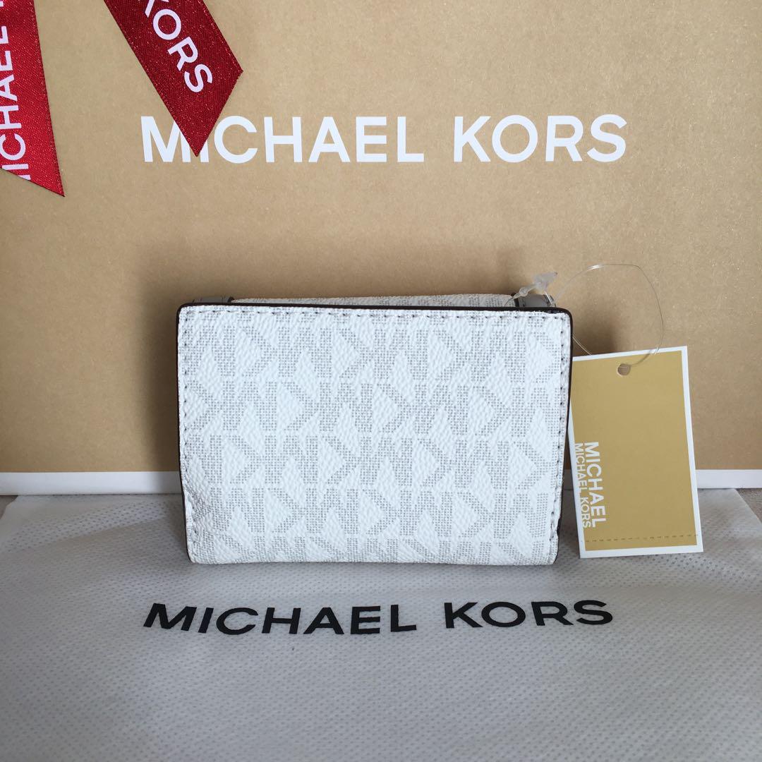 新品☆MICHAEL KORS 折り財布　 グレー レザー 折り財布 マイケルコース MICHAEL KORS 財布 （グレー） - ファッション