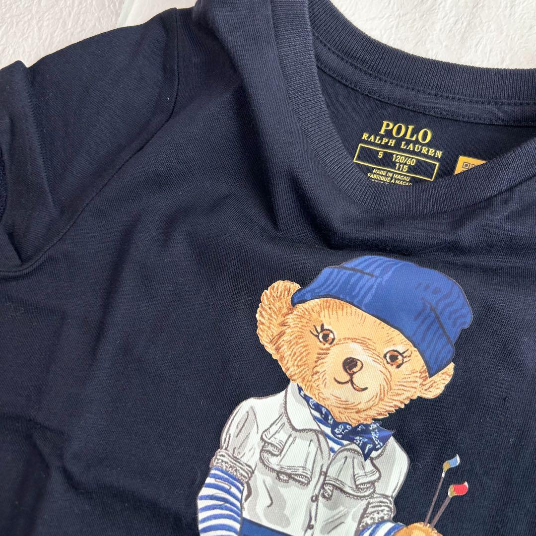 新作◇ラルフローレン ポロベアコットンTシャツドレス 5/115 ネイビー