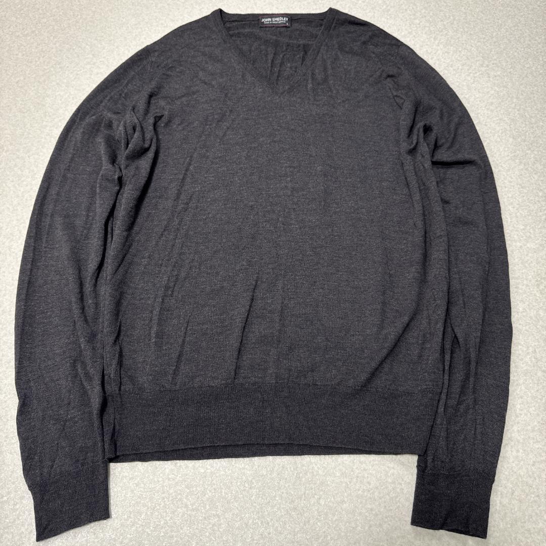 JOHN SMEDLEY メリノウール Vネックニット L イギリス製L JOHN SMEDLEY