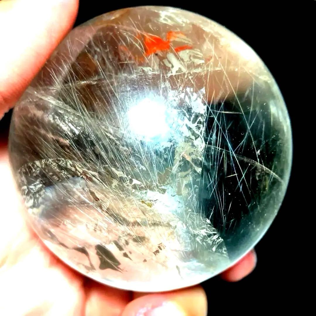 超大玉　63mm ゴールドルチルクォーツ　丸玉　スフィア　金針水晶 超大玉 62mm 虹入りゴールドルチルクォーツ 丸玉 スフィア 金針水晶