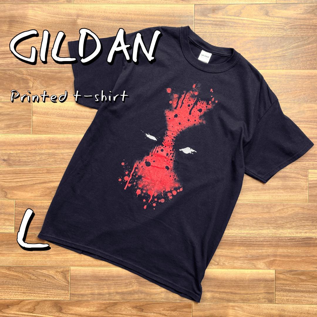 【美品】GILDANギルダン MARVEL デッドプール ムービーTシャツL紺