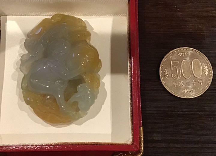 天然本翡翠彫刻 根付？（天然本翡翠 翡翠彫刻 玉石 古美術 根付