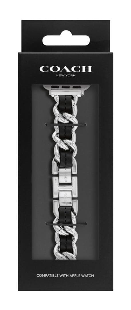 COACH Apple Watchバンド シルバー・ブラック　【箱無】