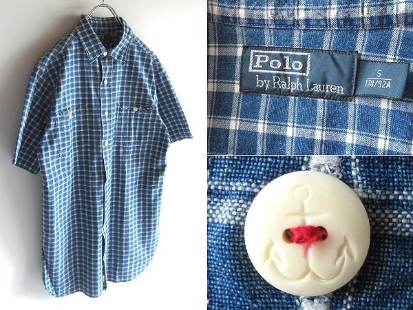 Polo by Ralph Lauren インディゴチェック ワークシャツ S