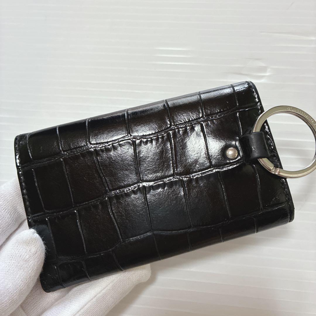 BALENCIAGA バレンシアガ 6連　クロコ　型押し　キーケース　ブラック