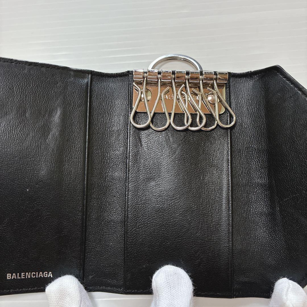 BALENCIAGA バレンシアガ 6連　クロコ　型押し　キーケース　ブラック