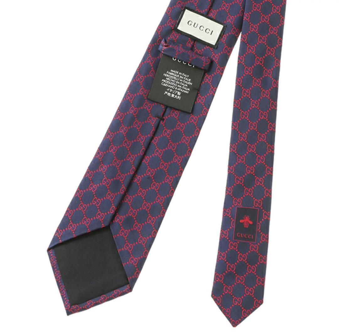 GUCCI ネイビー 赤 GGパターン ネクタイ