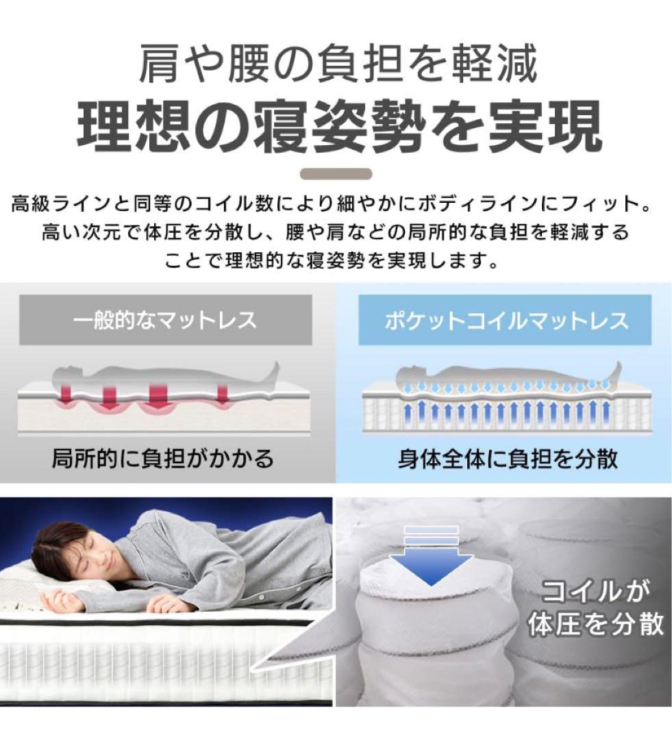 高密度ポケットコイルマットレス 身体の負担を軽減 PKMTN-S Y102