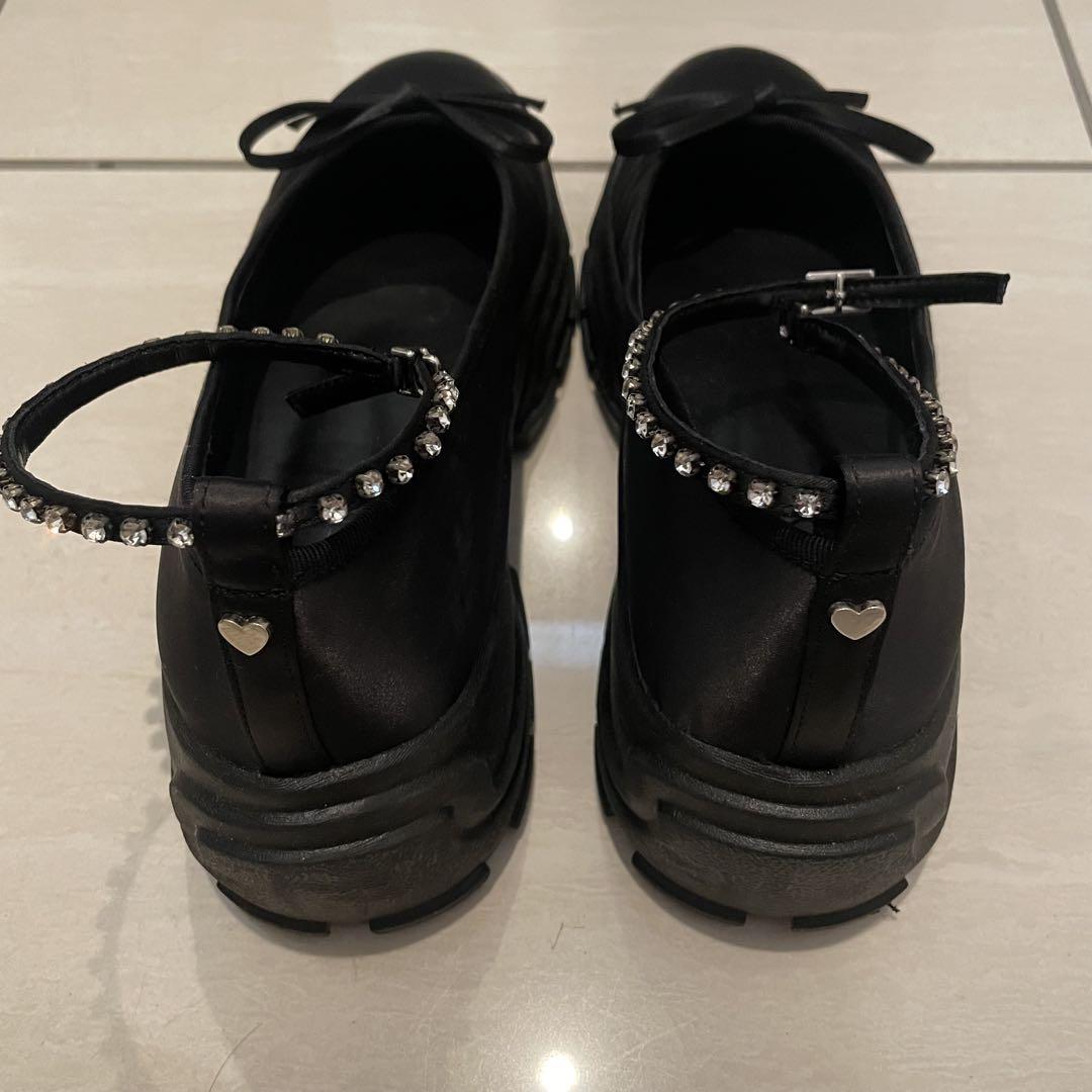 靴 epine bijou strap satin ballet shoes23.5