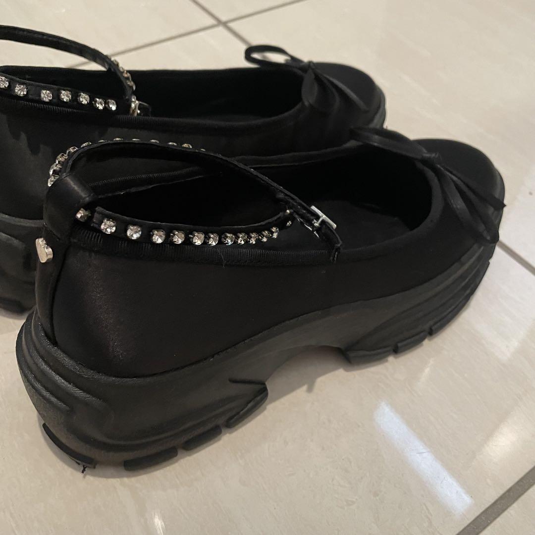 靴 epine bijou strap satin ballet shoes23.5