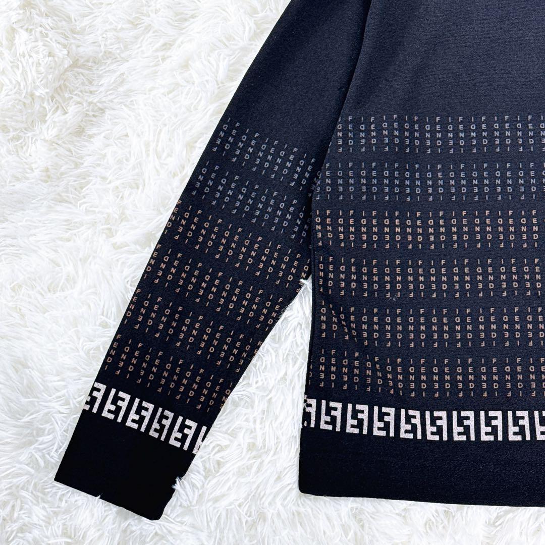 希少 美品】FENDI ズッカ柄 ロゴ総柄 モックネック ニット